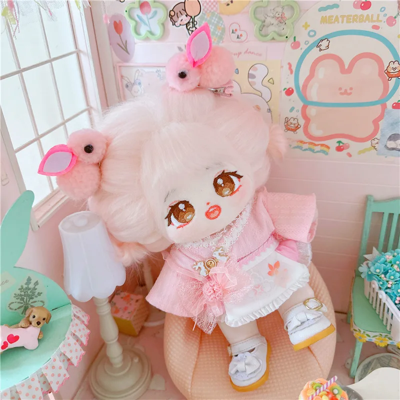 

20cm Kawaii Japaneses Sakura Skirt Girls Doll Cute Stuffed Idol Plush Doll with Dress Clothes Bunny Hair Clip Soft Kids ToysGift