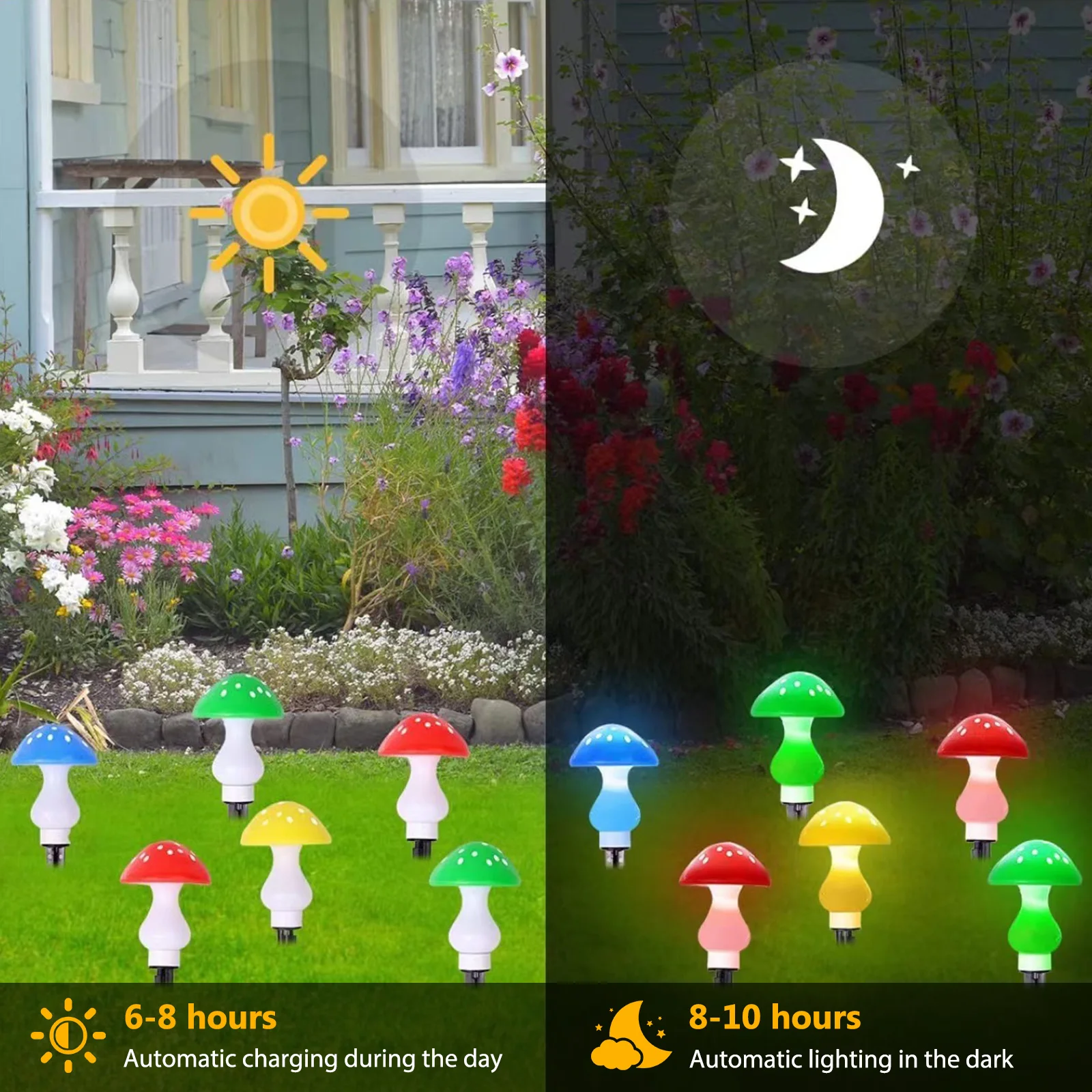 1 Drag 4/6/8 Mushroom Garden Lights IP65 Solar Mushroom Landscape Light Lighting Ornaments Home Decor for Garden Courtyard Lawn