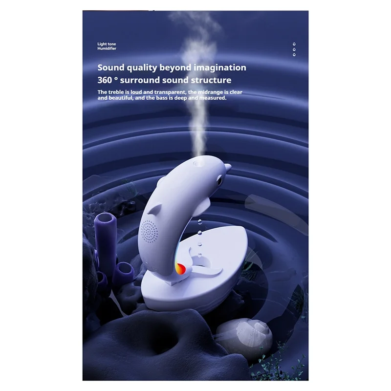 

【Must-Haves】Dolphin Water Droplet Humidifier Bluetooth Speaker, Light Tone Humidifier, Colorful Lights