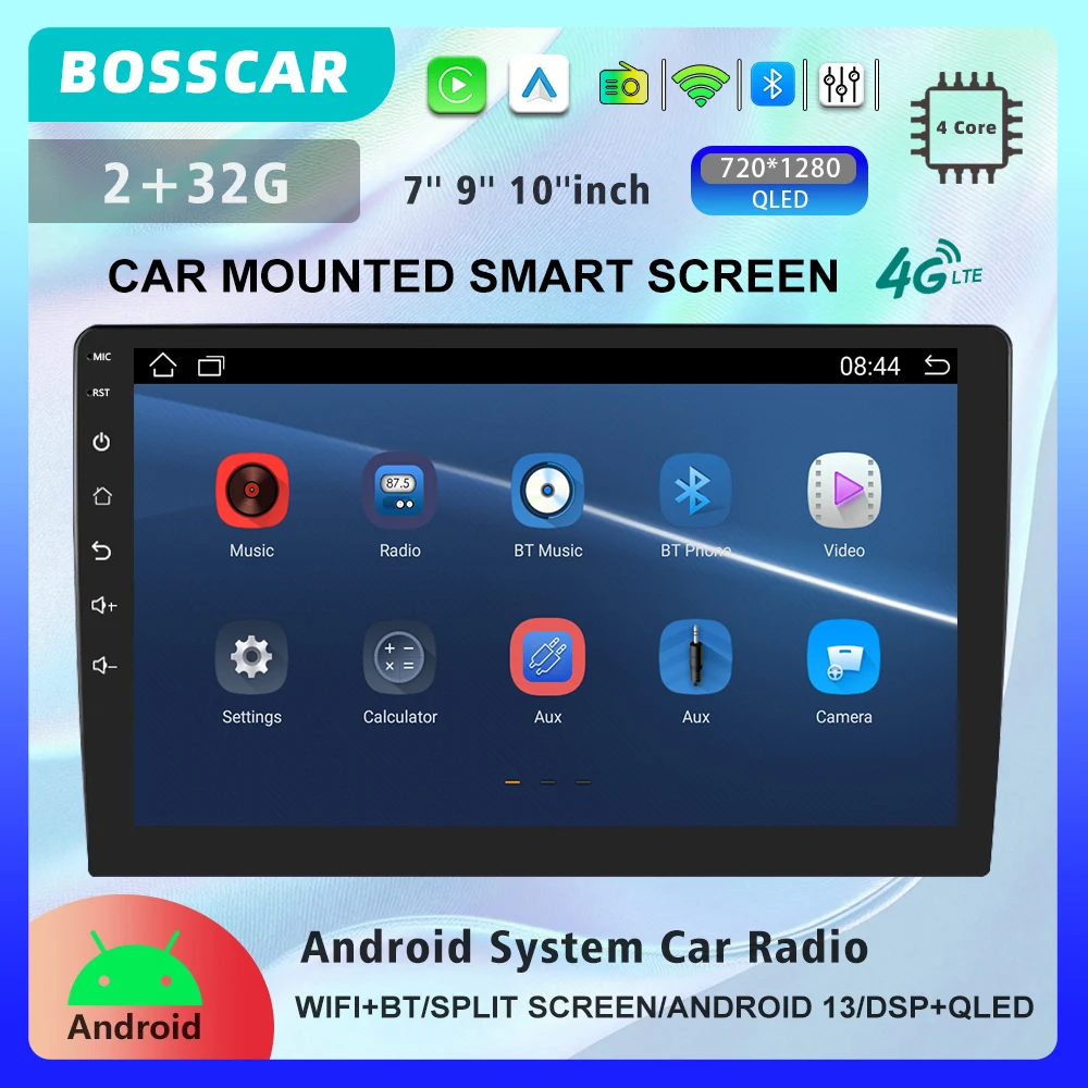 

BOSSCAR Universal 7"9"10" Car Radio 2Din Android Carplay Touchscreen Multimedia Video Player Wireless GPS FM MP5 MP4 Autoradio