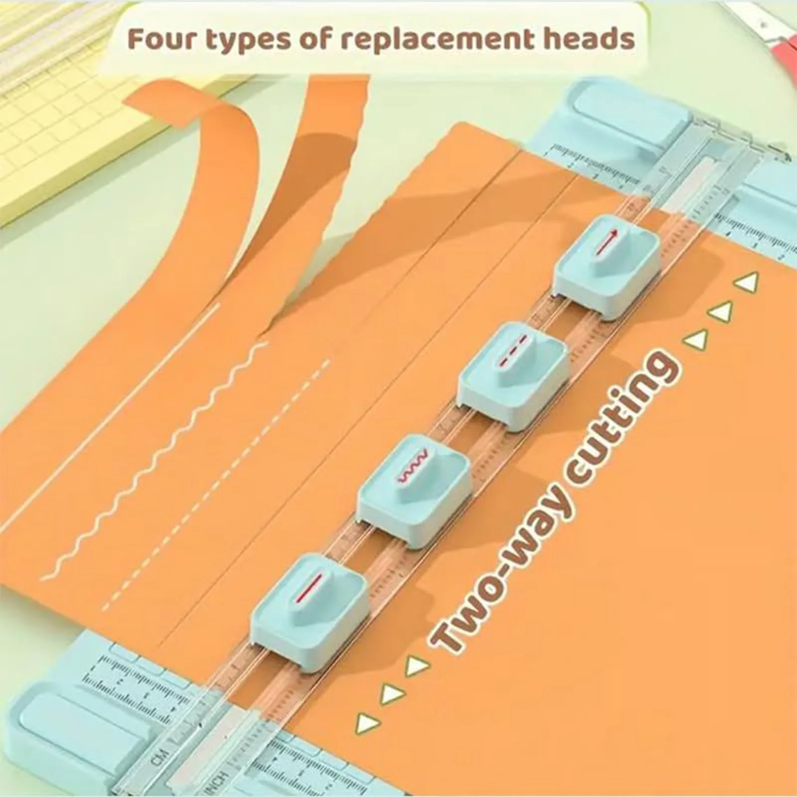 4 in 1 양면 절단 종이 커터, 사진 트리머용 풀아웃 자 포함, 스크랩북용 경량 절단 매트 기계