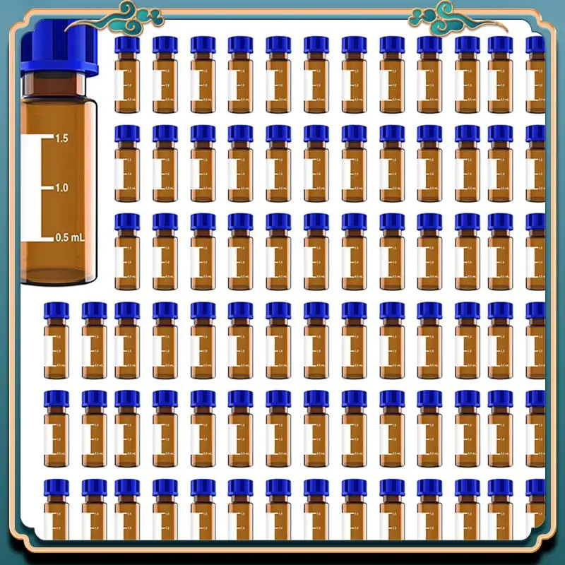 ABJG-300 Pack قوارير عينة أوتوماتيكية، قوارير HPLC سعة 2 مل، 9-425 قوارير كهرمان للمختبر مع مكان للكتابة والتخرج، غطاء لولبي، كهرماني