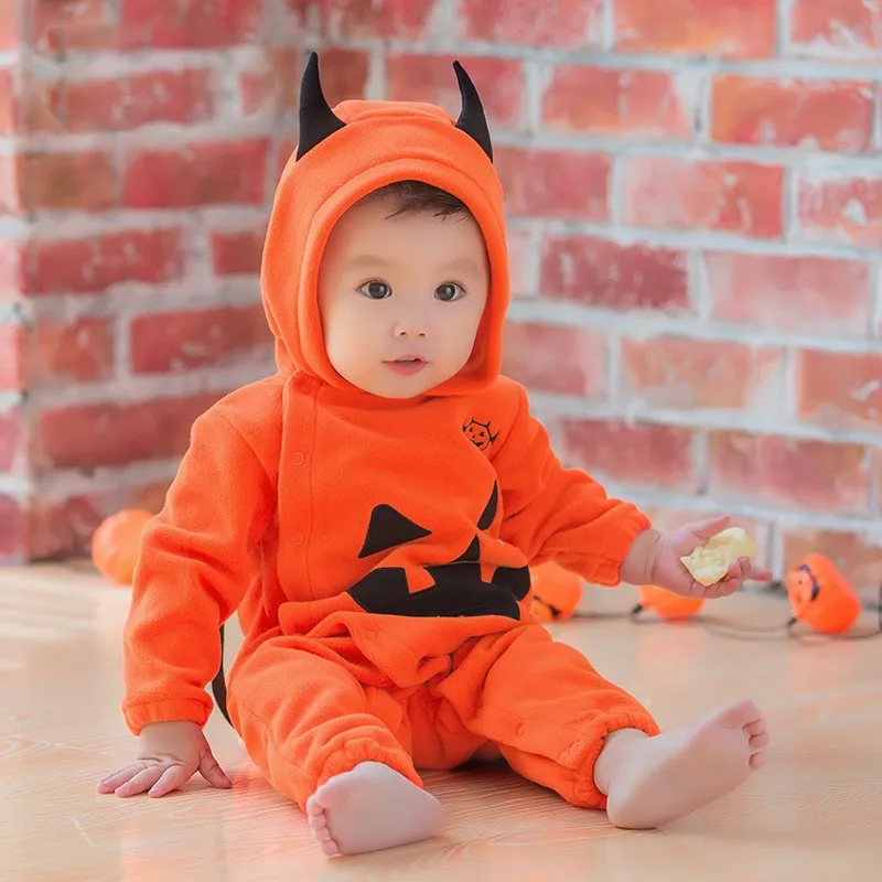 New fall/winter baby pumpkin costume Halloween baby pumpkin devil costume pumpkin cos party activities baby clothes climbing cos