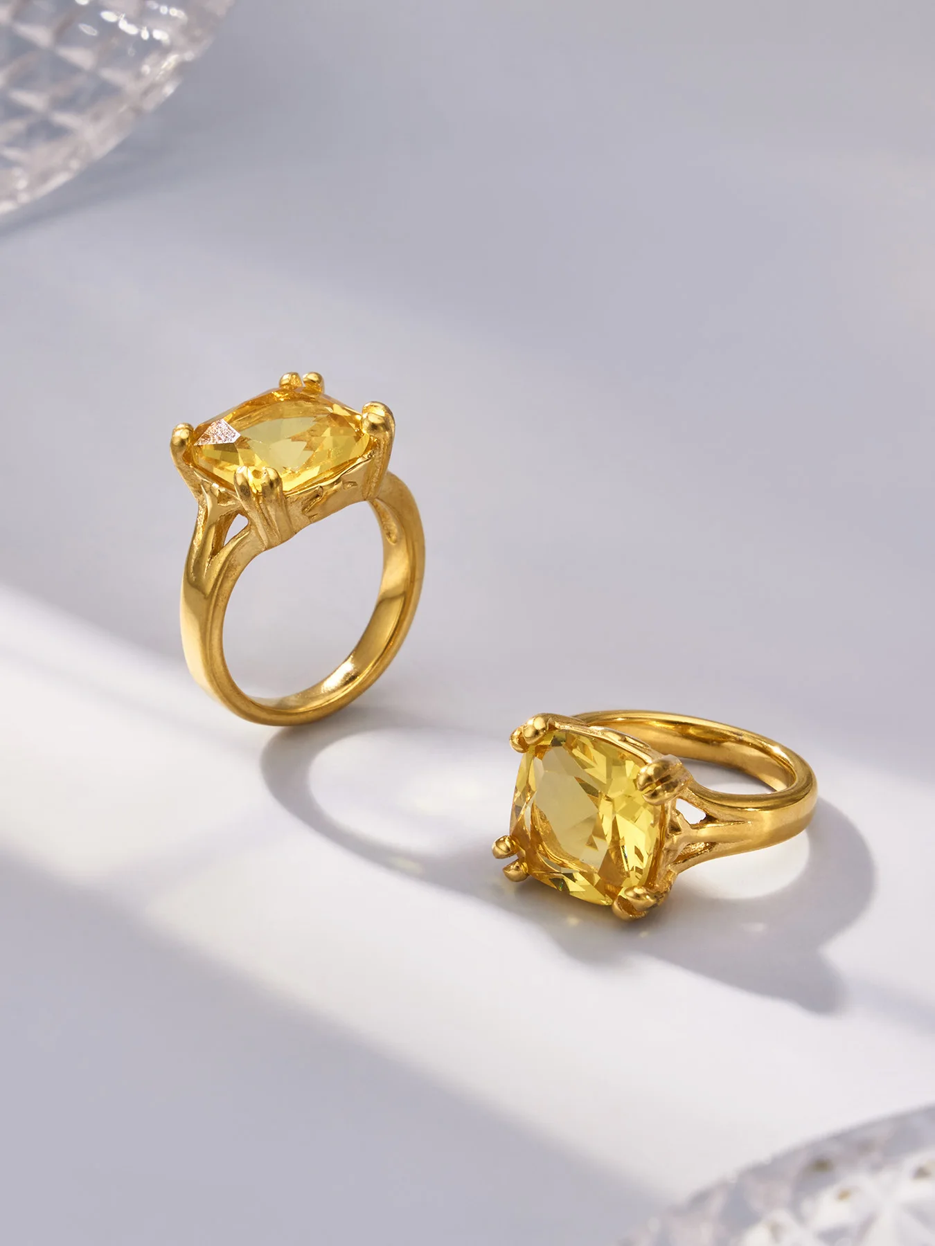 Schöne Quadratische Zirkonia Damenringe Edelstahl PVD Vergoldet Wasserfeste Offene Ringe für Damen Schmuck – Detail 12