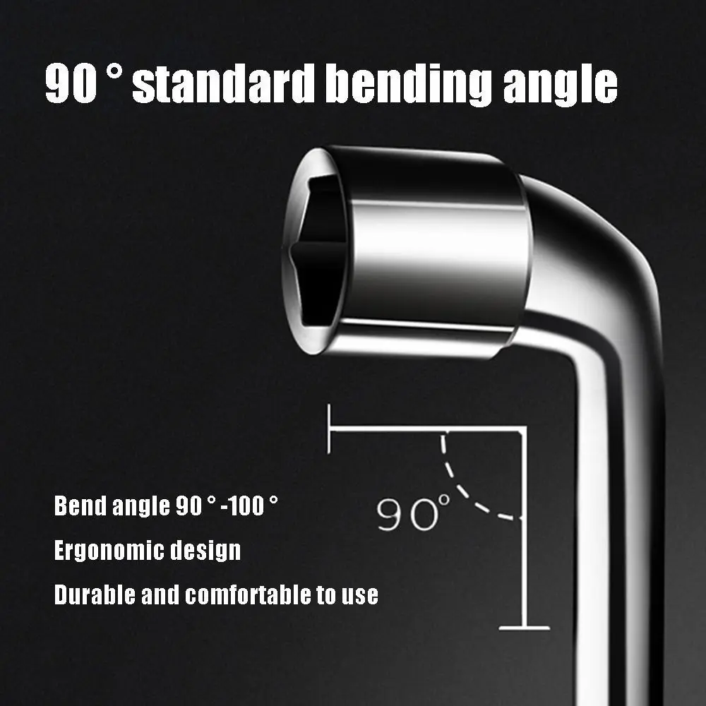 L-förmiger Steckschlüssel aus Chrom-Vanadium-Stahl, 6–19 mm, L-förmiges Design, Sechskant-Adapter, Schraubenschlüssel, Sechskant-Steckschlüsselkopf, hohe Härte, Handwerkzeug – Detail 3
