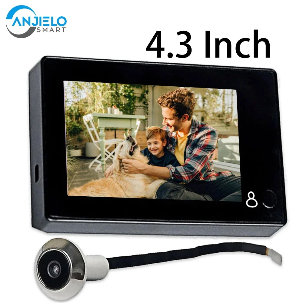 ANJIELO Digital Door Peephole Camera for Home Security-Protection Video Eye Residential Mirilla 4.3 Inch Monitor 145° Wide Angle