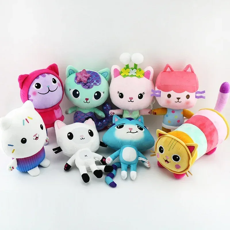 Party Favors About 27cm Kawaii Gabby Dollhouse Plush Toy Mercat Cartoon Stuffed Animals Mermaid Cat