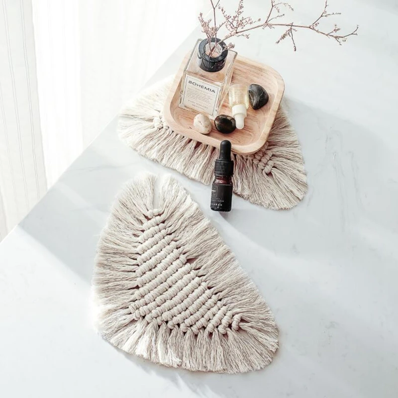 مفارش مكرامي لطاولة الطعام ، مفارش قطنية منسوجة ، بوهيمي ، زفاف ، مطبخ ، ديكور منزلي ، 2 صولًا