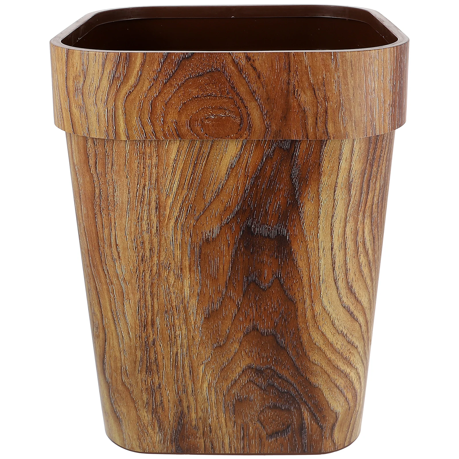 

Wood Grain Trash Can 13 Gallon Small Plastic Light Brown Garbage Container Bathroom Waste Basket Household Kitchen Bedroom Hotel