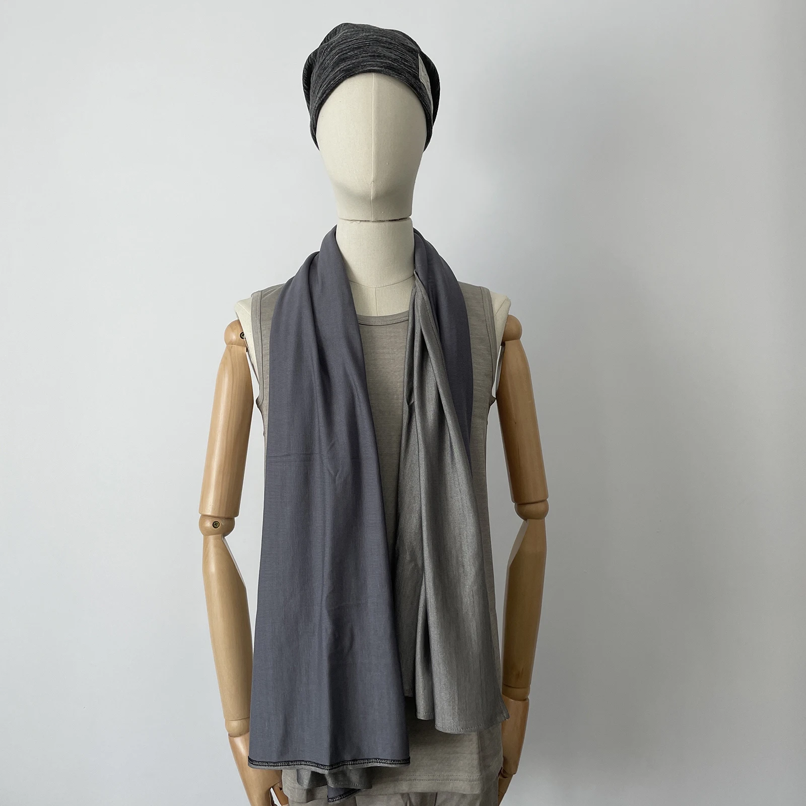 Silver/Bamboo Fiber Blended Scarf EMF Shielding Healthy Headscarf Antibacterial Silver Fiber Stretchy Neckscarf Skin-friendly