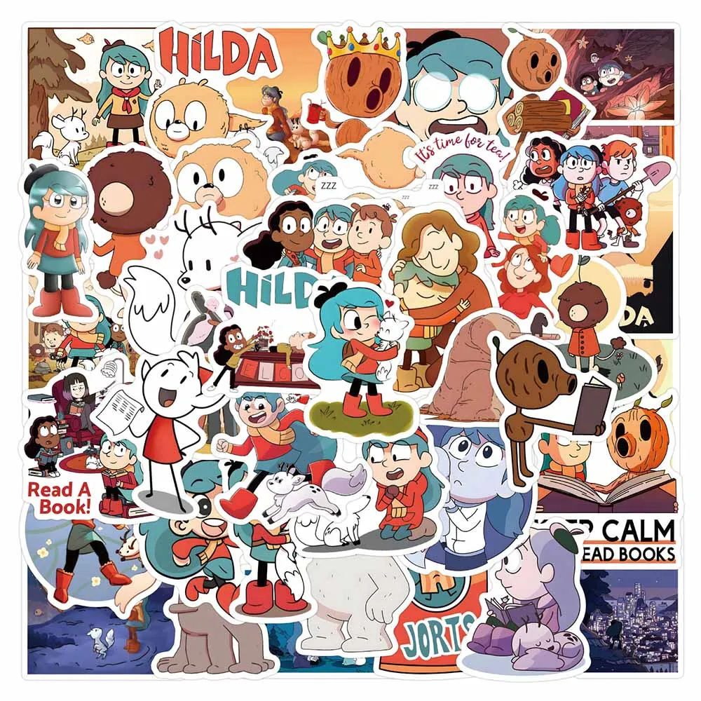 10/30/55/110PCS การ์ตูนภาพเคลื่อนไหว Hilda สติกเกอร์ผจญภัยการ์ตูนตลก Graffiti Decal ของเล่นเด็กสําหรับสเก็ตบอร์ดเคสโทรศัพท์กีตาร์