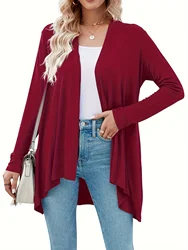 Plus Size Casual Cardigan Women's Plus-Size Solid Color Long Sleeve Cardigan Elastic Cardigan Clothing