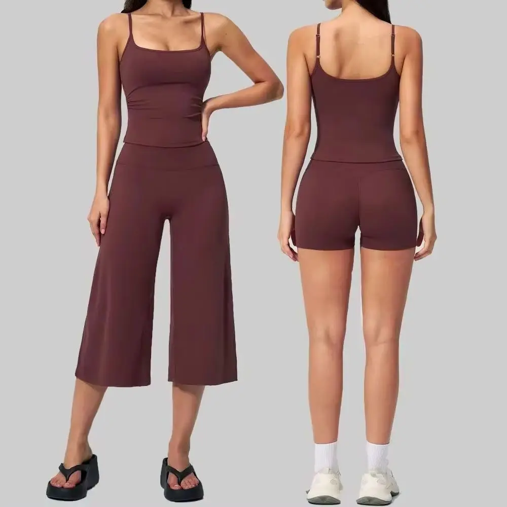 Women Track Suit 2PCS Yoga Suit Gym Clothes Halter Sports Bra High Waist Shorts Workout Sets Gym Set Fitness Capri Pants Outfits