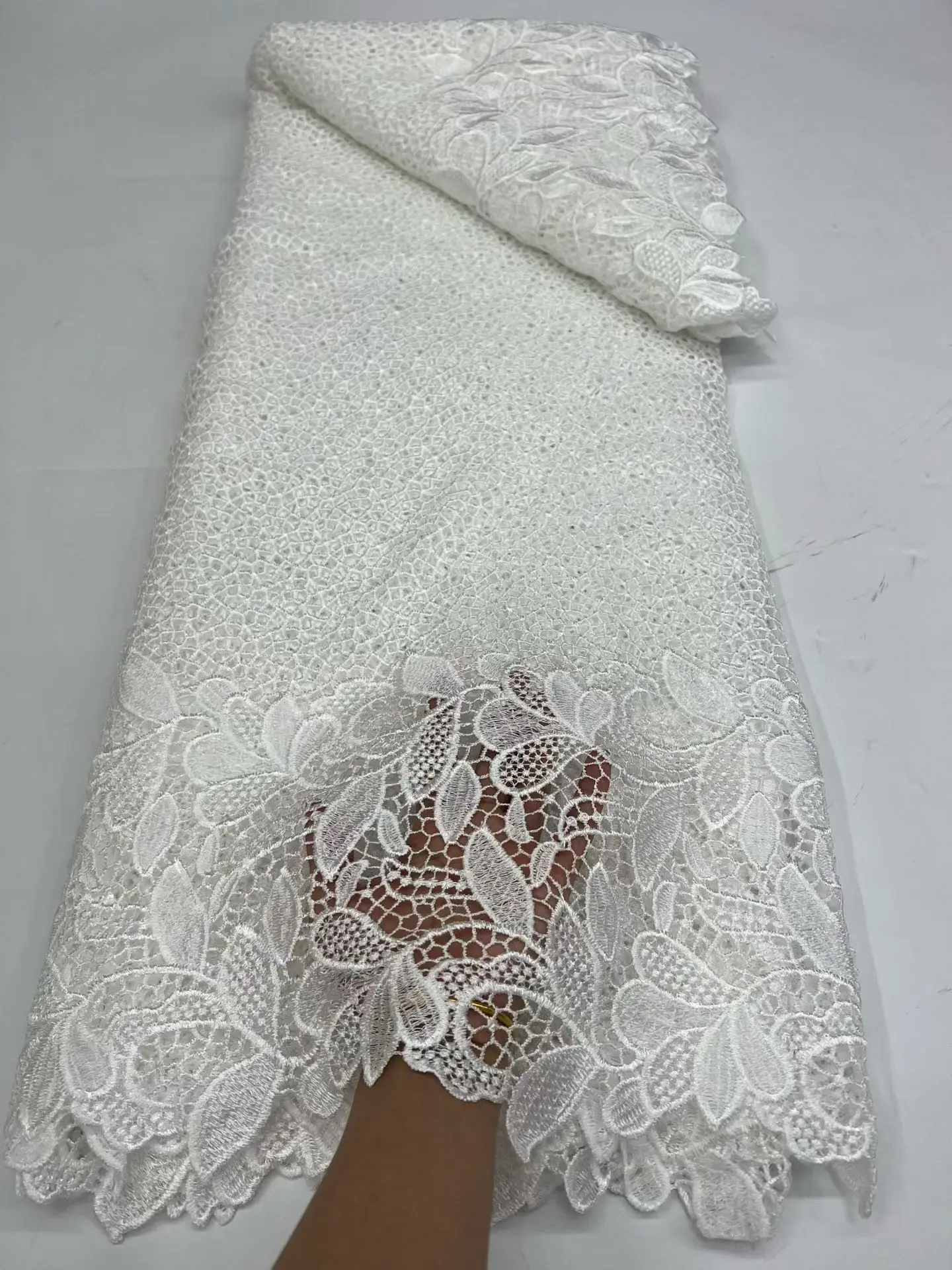Luxury African Guipure Cord Lace Fabric 2026 High Quality Nigerian Water Soluble Lace Fabrics 5 Yards For Wedding Dresses Party
