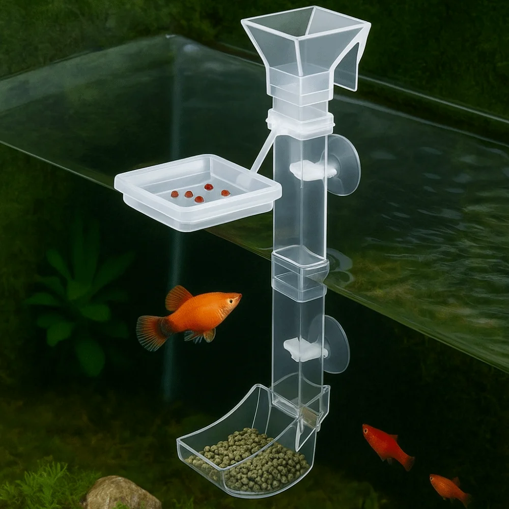 

Transparent Fish Tank Feeding Tube Wall-mounted with Suction Cup Shrimp Feeding Device Acrylic Aquarium Feeder Tube