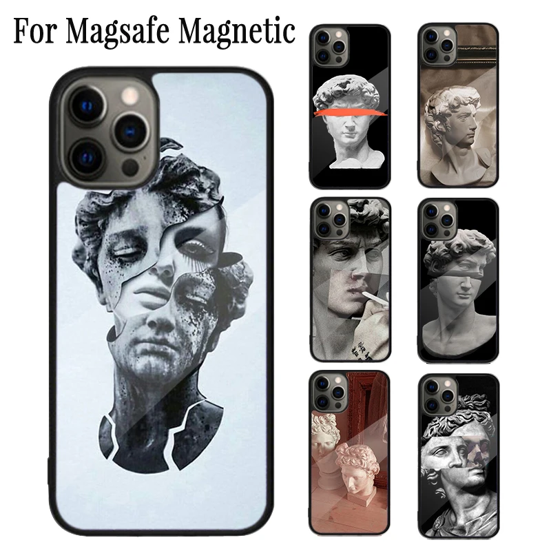 Greek Aesthetics Plaster statue art Magnetic Phone Case Coque For iPhone 16 15 14 Plus 13 12 11 Pro Max Magsafe Wireless Cover