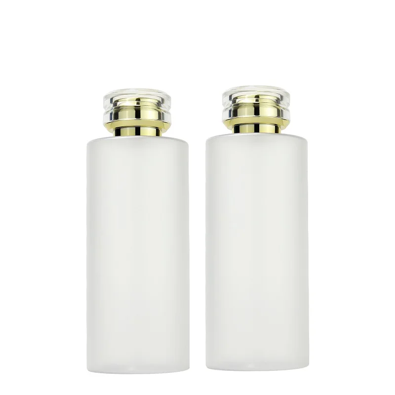 Plastic Refillable Bottles Frost 100ml 120m150ml 200ml 300ml 500ml Empty Cosmetic Containers Toner Bottles Gold Lid With Plug