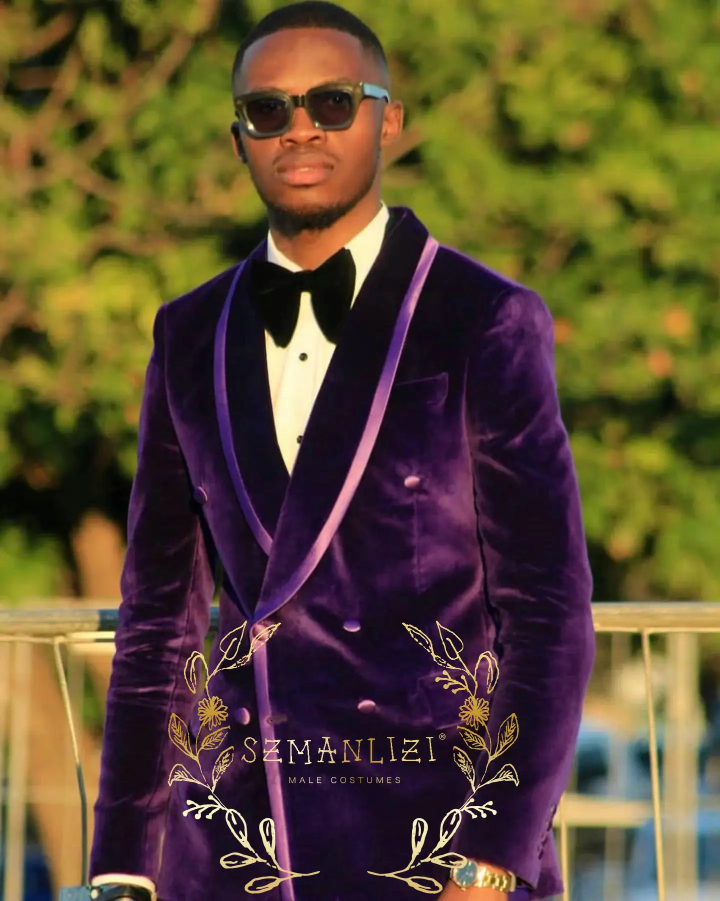 Fashion Purple Velvet Groom Tuxedos Double Breasted Men Suits For Wedding Male Party Dress Costume Homme Jacket+Pants