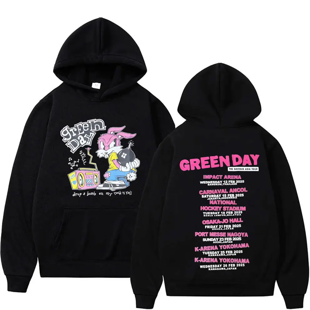 

Punk Band Green Day The Savious Asia Tour Hoodie Men Women Cartoon Rock Oversized Pullover Men's Fashion Fleece Cotton Hoodies