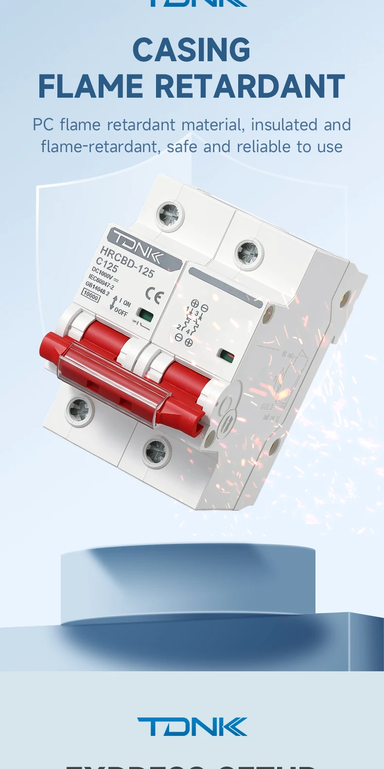 TDNK 2P DC-Leistungsschalter 80A 100A 125A 1000V für Solar-PV-Systeme, DC-Schutzschalter für Solarmodule und Photovoltaik-Anlagen – Detail 7