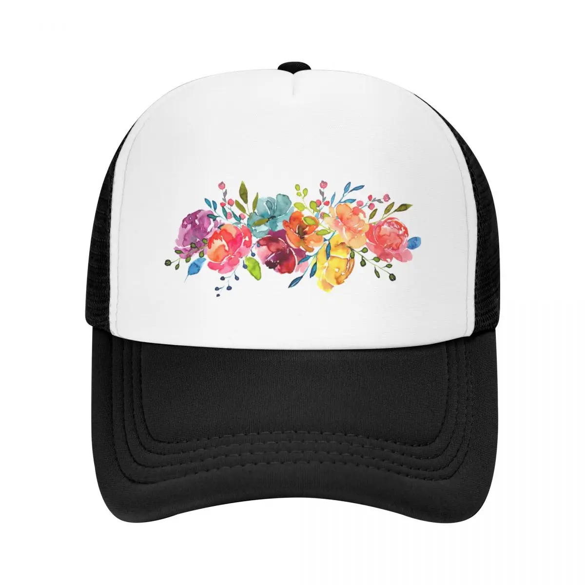 

Bright Flowers Summer Watercolor Peonies Baseball Cap Horse Hat golf hat genuine Trucker Cap Hats For Women Men's