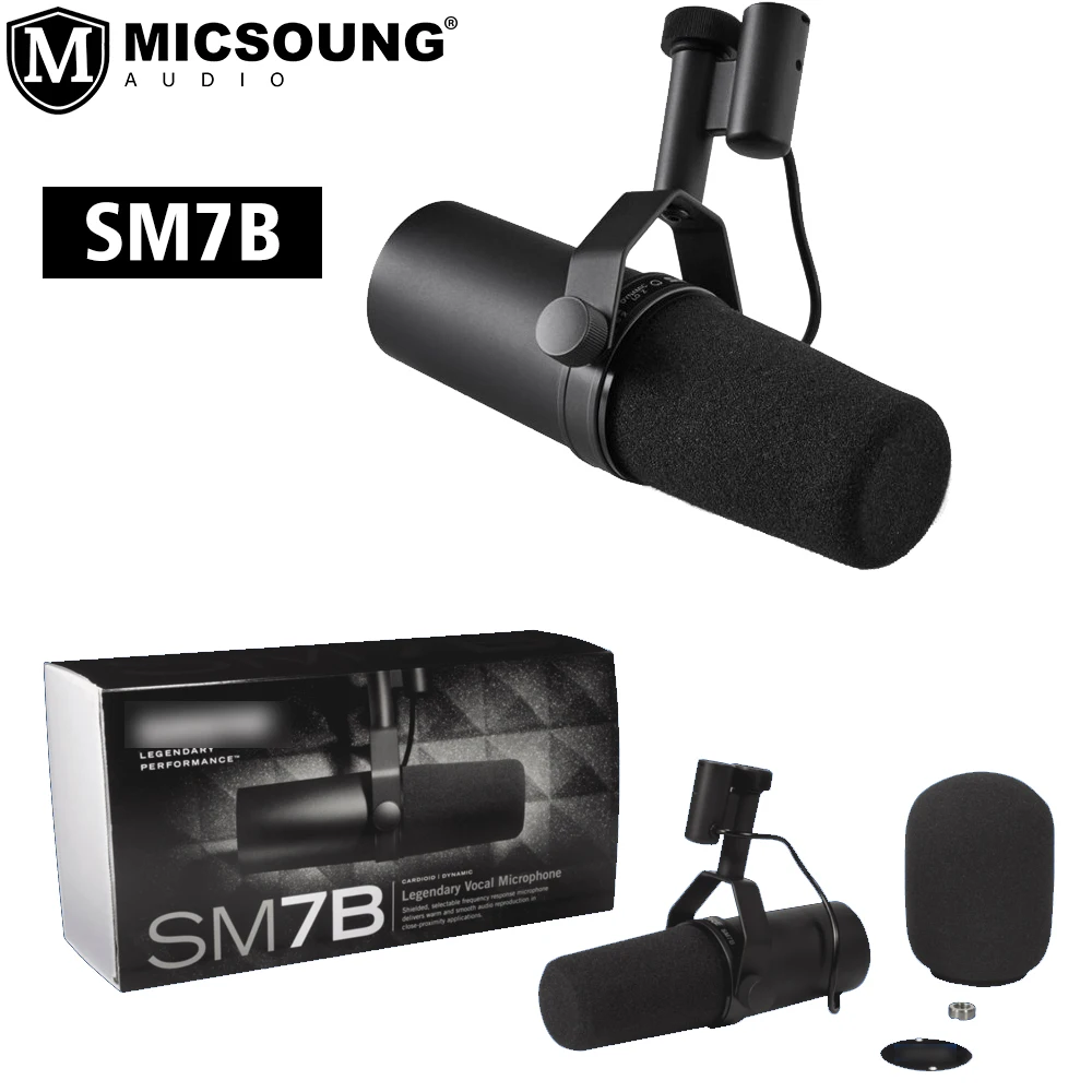 SM7B Professional Vocal Dynamic Microphone for Studio Recording Broadcasting Podcasting Streaming with Wide Range Frequency