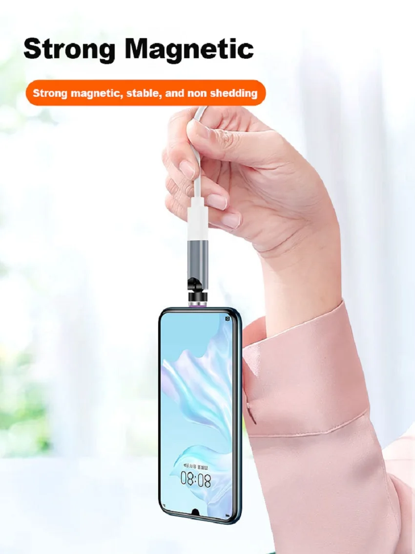 540° degree rotating magnetic wire fast charging adapter for 3A mobile phone accessories  Type-C data cable connector