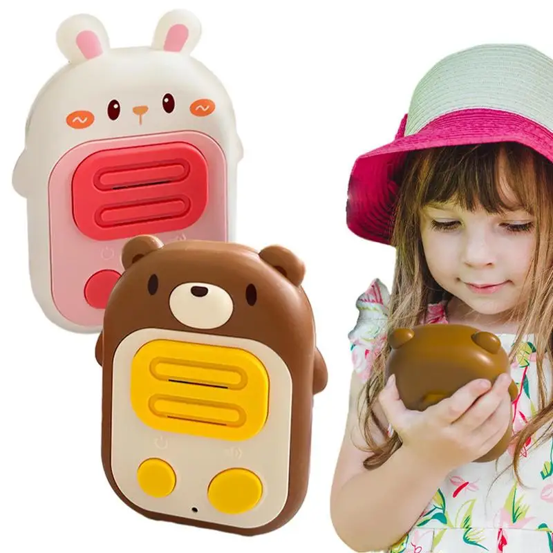 Toy Walkie Talkies Robots Walkies Rabbit And Bear Shape Battery Operated 2 Pieces Talkies Parent-Child Interaction Wireless Mute