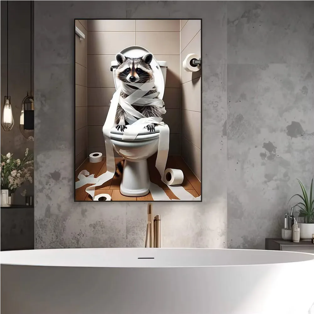 Funny Animal Sitting on Toilet Reading Newspaper 5D Diy diamond painting Funny Art Mosaic Embroidery Rhinestones Bathroom Decor