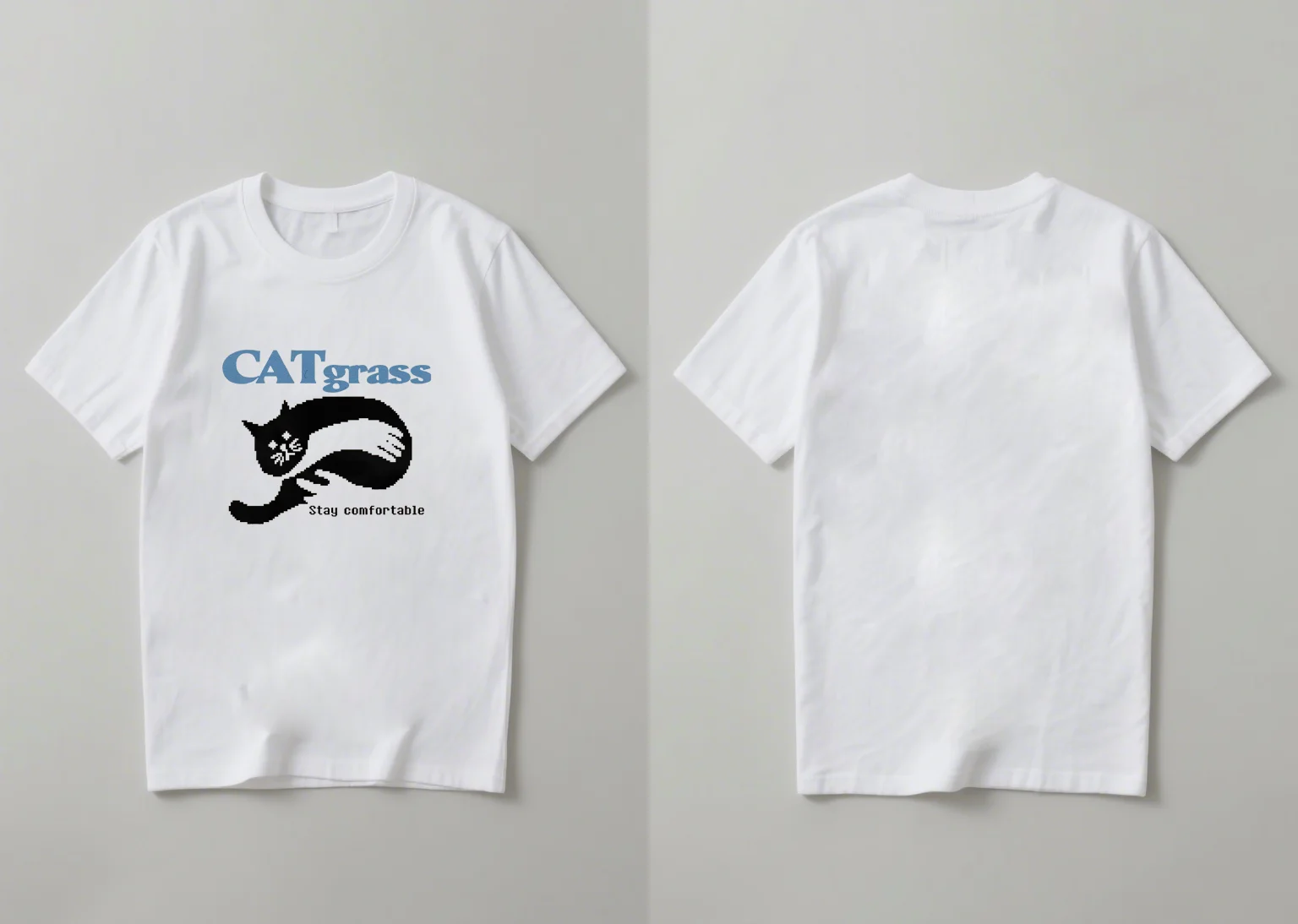 

2025 Новый стиль модной простой повседневной свободной и универсальной рубашки с короткими рукавами и принтом в стиле мультяшного котенка