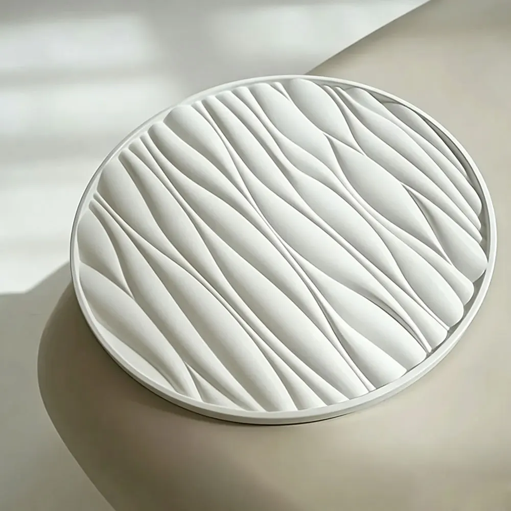 Large Round Tray Silicone Mold Wave Cement Plaster Tray Molds Epoxy Resin Jewelry Display Tray Mould DIY Home Decoration Making view 4