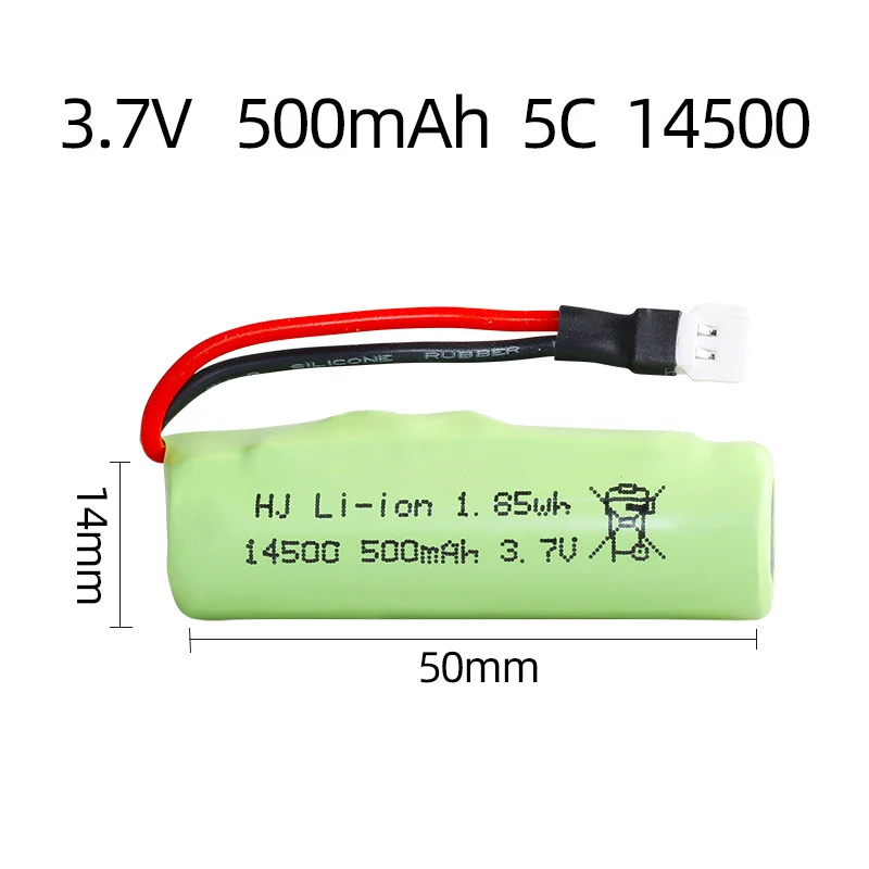 3.7V 500mAh 14500 bateria Lipo XH2.54 wtyczka z USB do Voor DE35 DE38 zdalnie sterowany pojazd wspinaczkowy z płyta ochronna