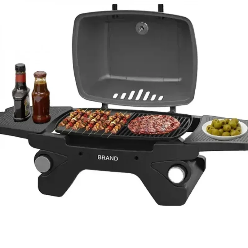 Tragbarer rauchfreier Holzkohle- und Gasgrill für Camping, Garten und Outdoor