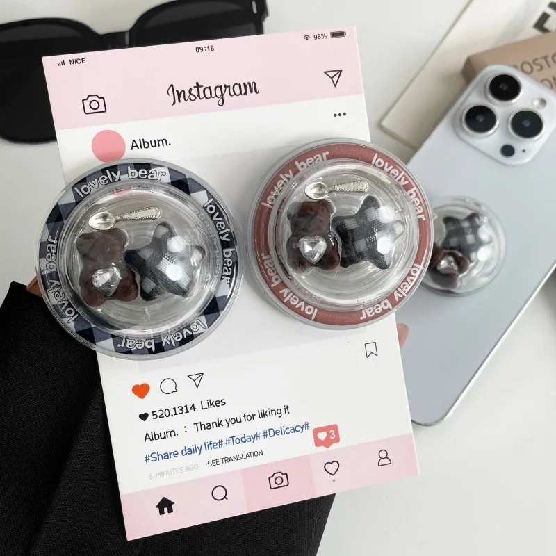 

Korean Cute 3D Gemstone Doll Bear For Magnetic Griptok Holder Phone Finger Ring Stand Support For Magsafe iPhone 16 Girl Bracket