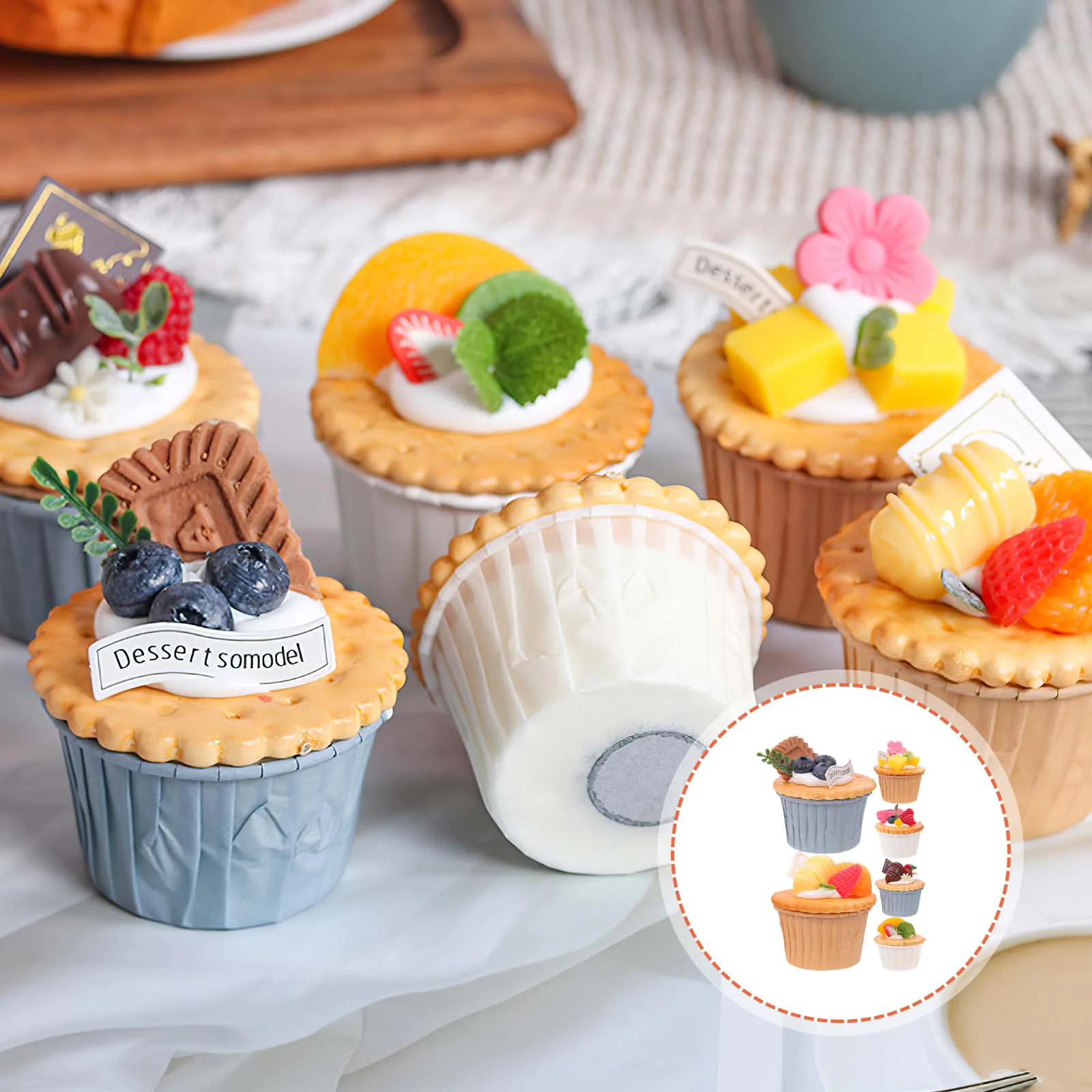 

6 Pcs Cupcake Model Lovely Food Models Bread Shop Accessory Faux Photo Props Artificial Cakes Fake