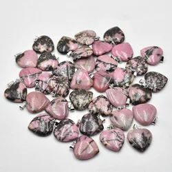 Love Heart Stone Pendants 20mm Wholesale Charms Natural Rhodochrosite stone For DIY Jewelry Making Women Gift free shipping