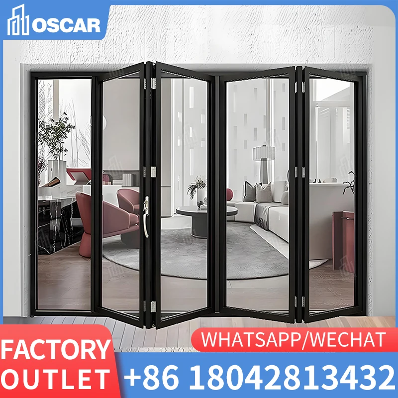 Puerta corredera de patio de vidrio Low-E de aluminio súper grande de estilo nórdico con vidrio de aislamiento térmico templado