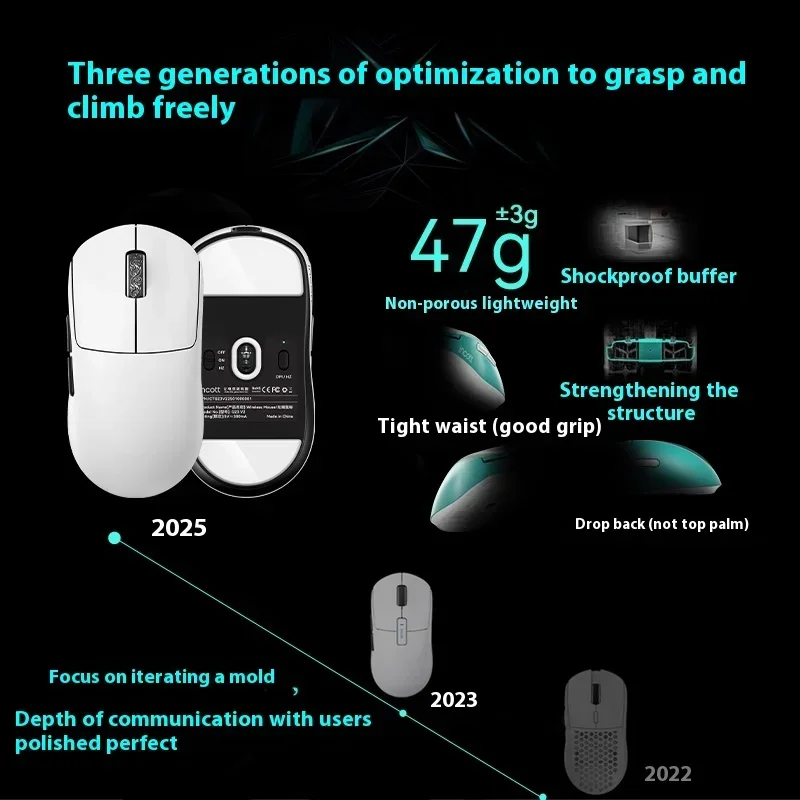 Incott G23V2 Mouse 8KHz PAW3395 Tri Mode Wireless Mouse Gaming Mouse 47gram Lightweight Ergonomic Mice PC Gamer Accessories
