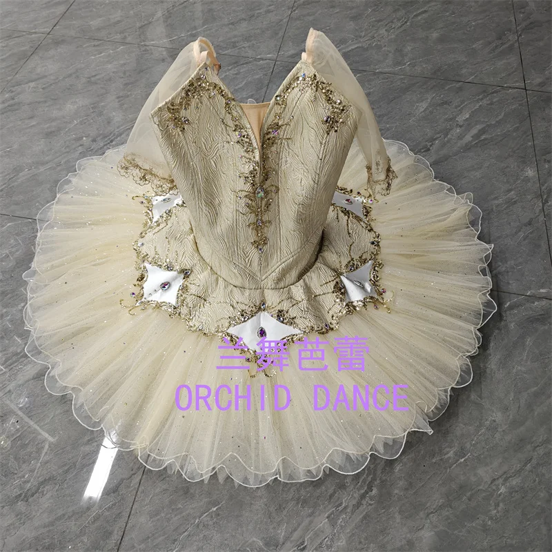 

Профессиональный размер на заказ для детей, девочек, женщин и взрослых, одежда для выступлений Raymonda Paquita, золотые балетные костюмы-пачки