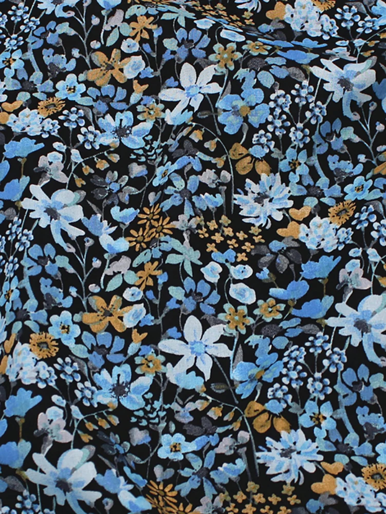 Blue New pastoral Style Pure Cotton Small Floral Fabric for DIY Handmade by Half Meter