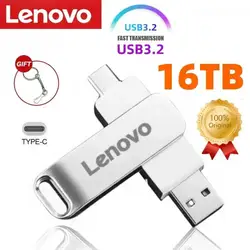 Lenovo 16TB USB 3.0 Flash Drive U Disk Type-C Interface High Speed 1TB Large Capacity 512GB 256GB Metal Pendrive Memoria Stick