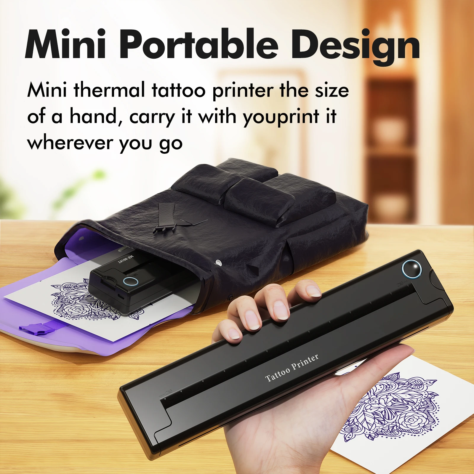 Mini Portable A4 Thermal Printer Tattoo Stencil Printer Bluetooth HD Printing Tattoo Machine A4 Tattoo Transfer Paper Printing