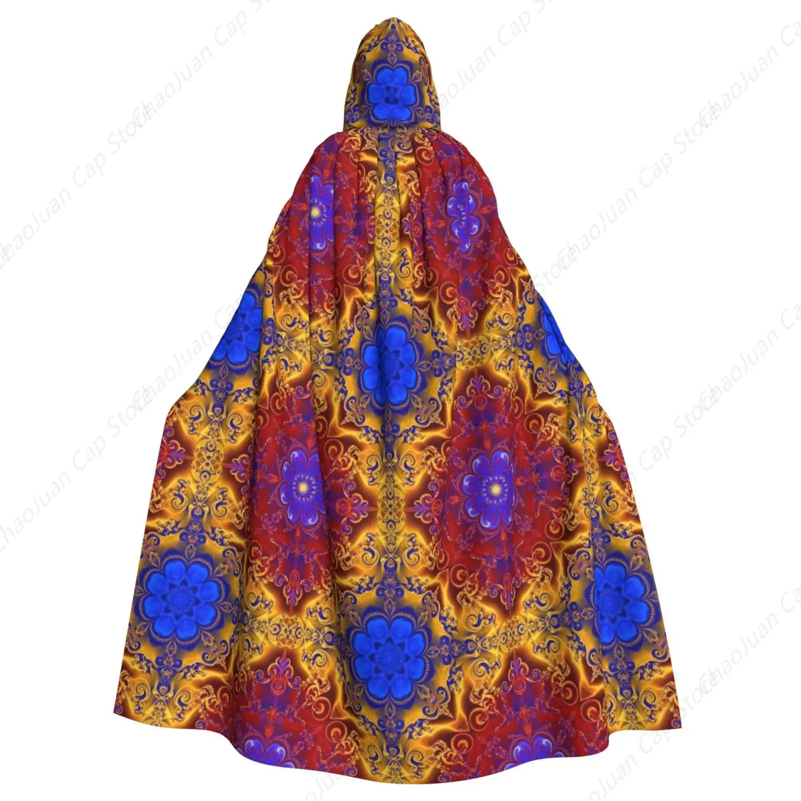 Halloween Christmas Costumes Hooded Cape Cosplay Party Cloak Witch Wizard Robe Compatible with Paisley Tie Dye