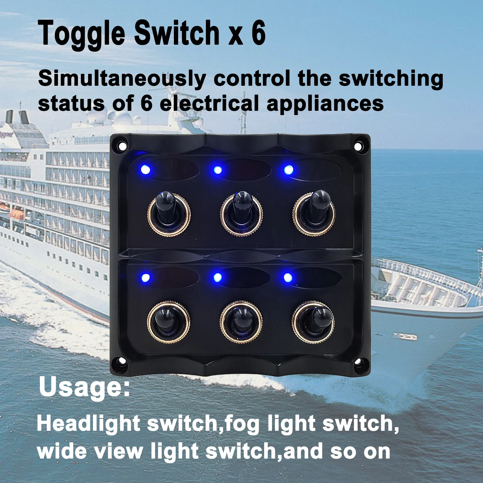 Marine Toggle Switch Panel Rocker Switch Panel 12V Waterproof Voltmeter Cigarette Lighter Socket Circuit Breaker Car Boat Switch