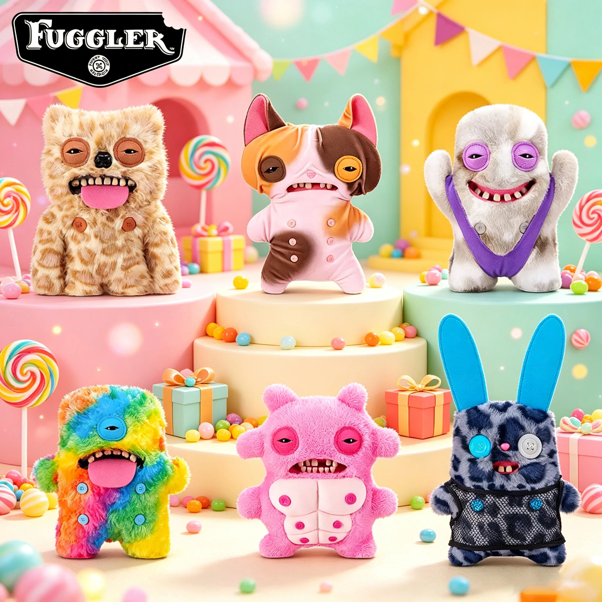 Fuggler Funny Ugly Monster Plush Doll Wrinkle McStinkles Sir Belch Squidge Patch Pup Fluffy Stuffed Toy Collectible Decor Gift