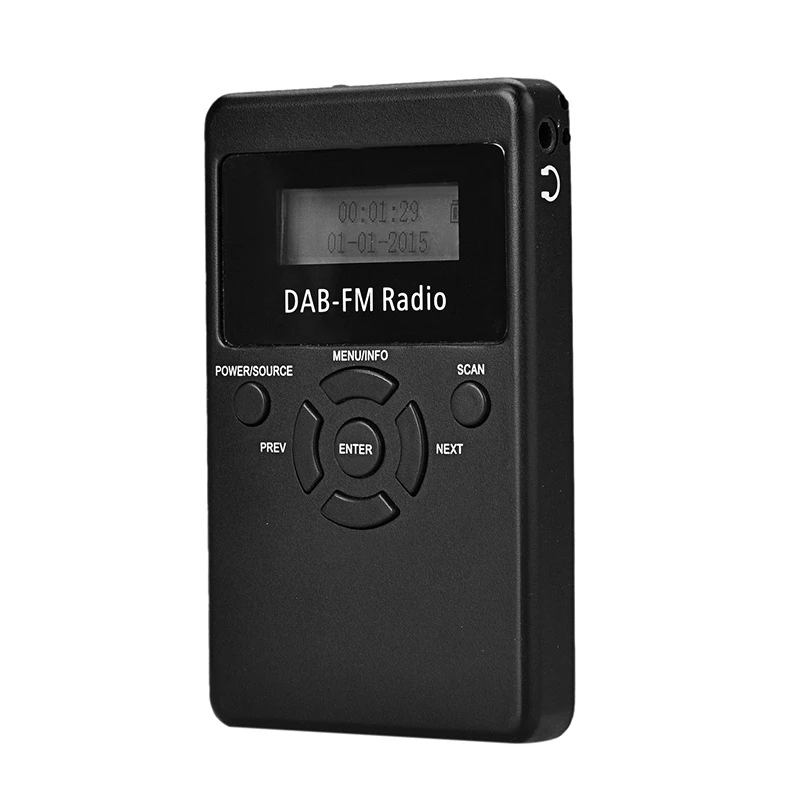 HRD-101 Portable Mini DAB Digital Radio Digital Broadcast Radio FM Receiver Black