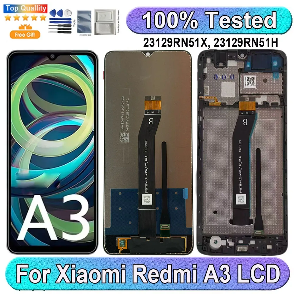

For Xiaomi Redmi A3 LCD Display Touch Panel Digitizer Replacement Screen With Frame 6.71" 23129RN51X 23129RN51H
