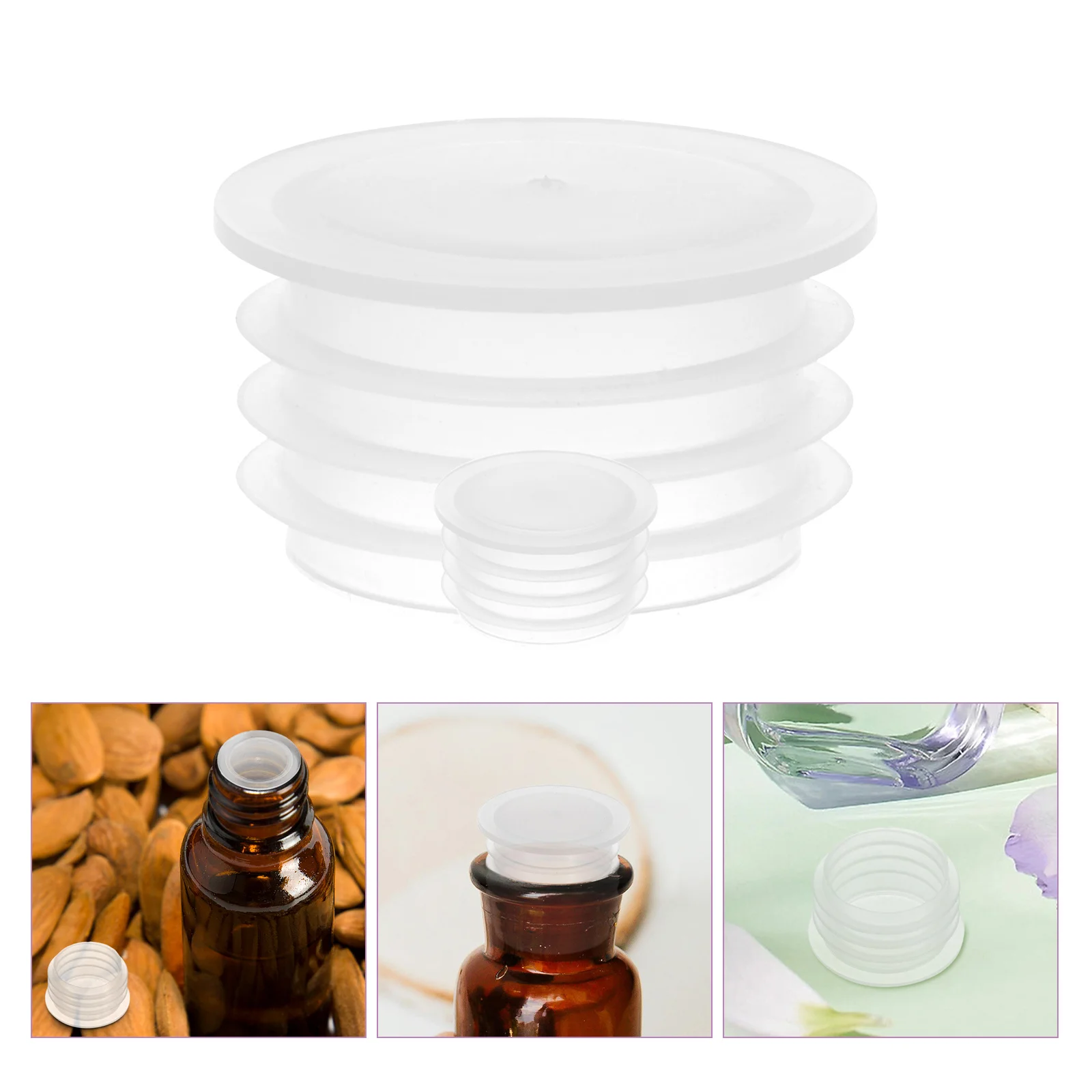 

100Pcs Plastic Cap Inner Plug Transparent Threaded Design Dustproof Seal for Bottles Replacement Bottle Caps Covers