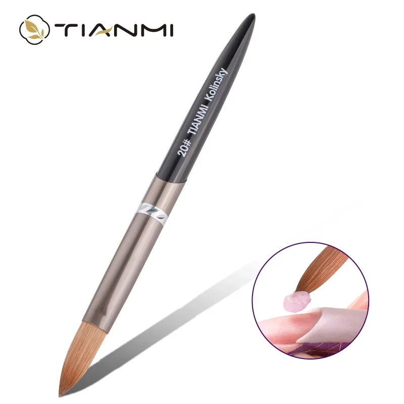 TIANMI 100% Pure Mink Hair Acrylic Nail Brush Gel Polish Extension Builder Customized Kolinsky Art Brush Manicure Painting Pens