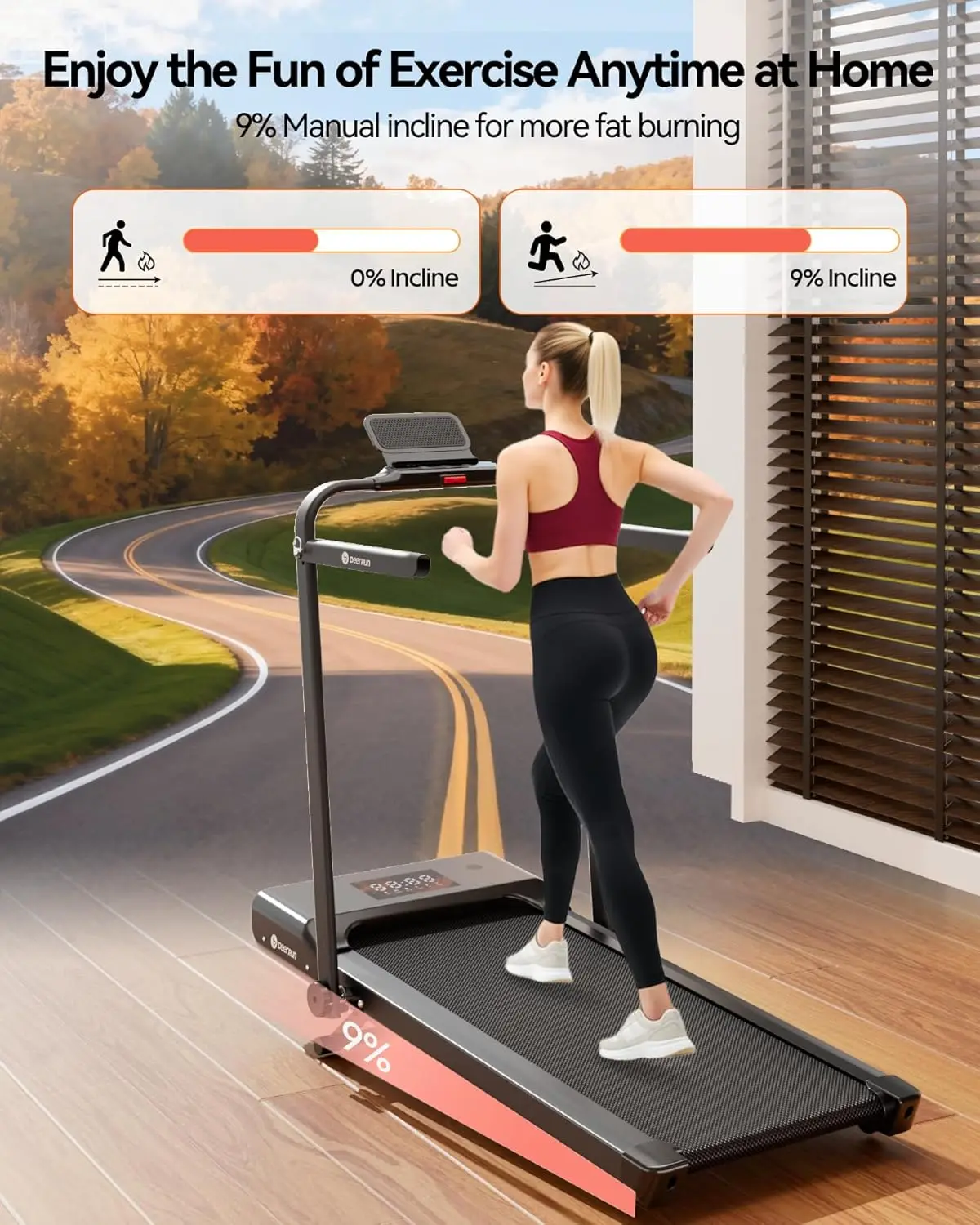 Compact 4-in-1 Foldable Under Desk Treadmill with Incline and Handle Bar, 300 lbs Capacity, 3.0 HP Motor, for Home, Small Office, or Office Use, Portable Walking Machine with APP Control